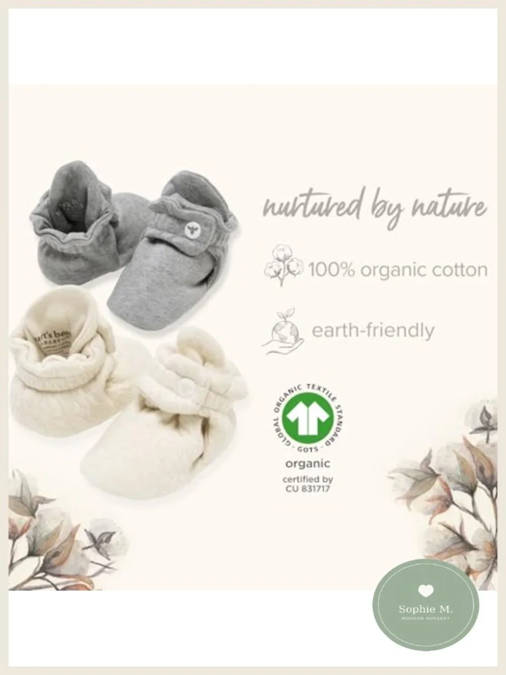 Organic Cotton Baby Booties Adjustable Snap Boots Newborn